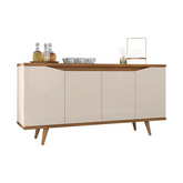 Aparador Buffet Grace Com 4 Portas E Pés De Madeira Maciça - Decor Doria