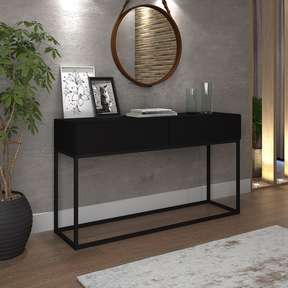 Aparador Sala De Jantar Estilo Industrial 2 Gavetas Linha Alta Preto - Decor Doria