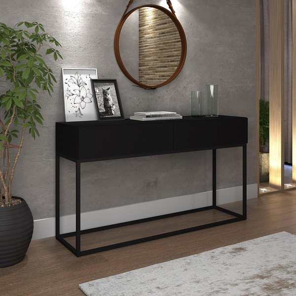 Aparador Sala De Jantar Estilo Industrial 2 Gavetas Linha Alta Preto - Decor Doria