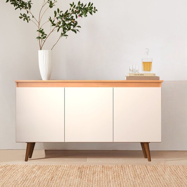 Buffet 3 Portas 136cm Retrô Elza Yescasa Freijó/off White - Decor Doria