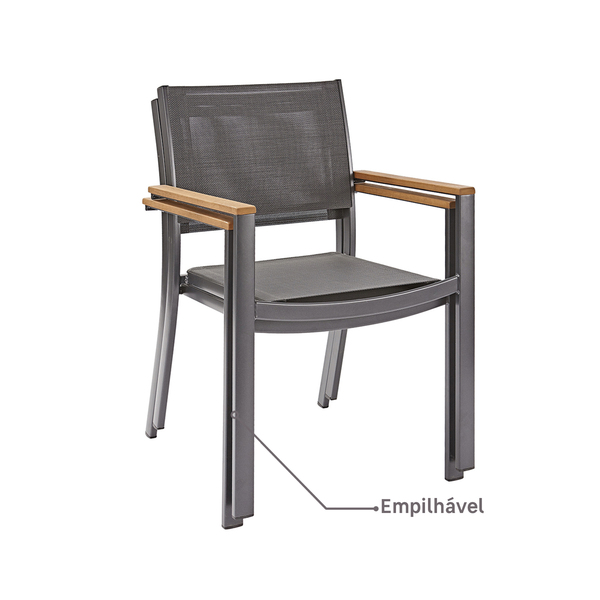 Cadeira de Jardim em Alumínio 84x55cm Cinza Oris Naterial - Decor Doria