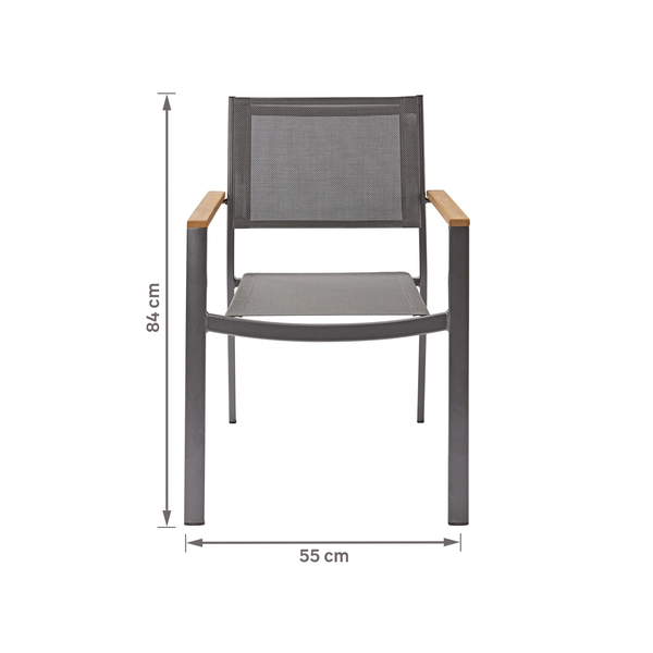 Cadeira de Jardim em Alumínio 84x55cm Cinza Oris Naterial - Decor Doria