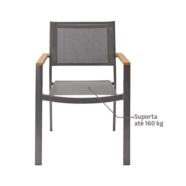 Cadeira de Jardim em Alumínio 84x55cm Cinza Oris Naterial - Decor Doria