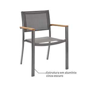 Cadeira de Jardim em Alumínio 84x55cm Cinza Oris Naterial - Decor Doria
