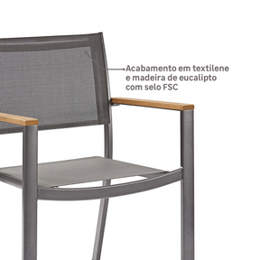 Cadeira de Jardim em Alumínio 84x55cm Cinza Oris Naterial - Decor Doria