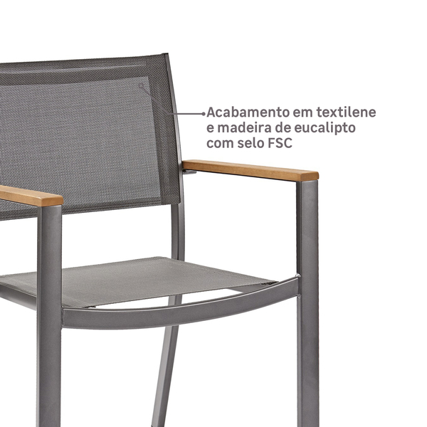 Cadeira de Jardim em Alumínio 84x55cm Cinza Oris Naterial - Decor Doria