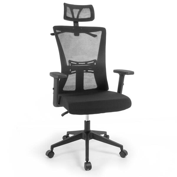 Cadeira De Escritório Ergonômica Imperial Com Apoio De Cabeça E Relax - Preto - Decor Doria