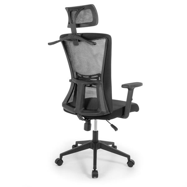 Cadeira De Escritório Ergonômica Imperial Com Apoio De Cabeça E Relax - Preto - Decor Doria