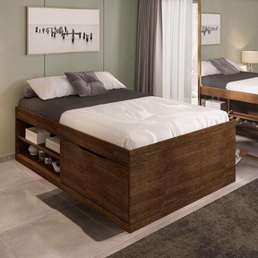 Cama Bau Casal Com Sapateira Embutida Malbec Vanessa Framar - Decor Doria