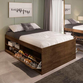 Cama Bau Casal Com Sapateira Embutida Malbec Vanessa Framar - Decor Doria