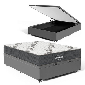Cama Box Baú Com Colchão De Espuma D33 Ortobom Airtech 100 Casal 138cm - Decor Doria