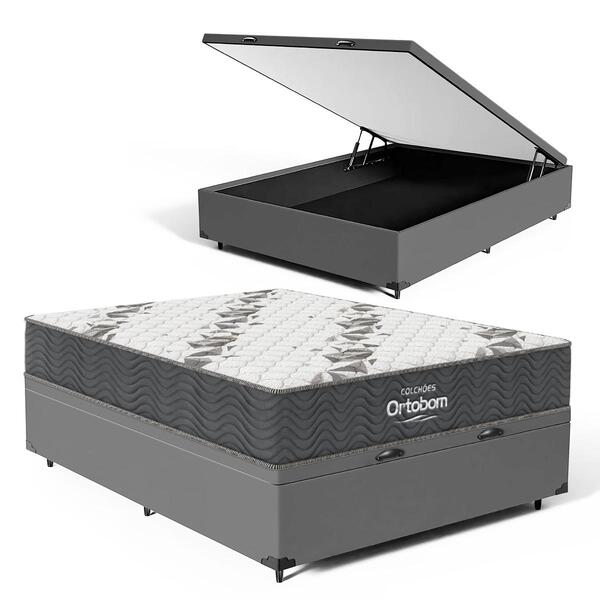 Cama Box Baú Com Colchão De Espuma D33 Ortobom Airtech 100 Casal 138cm - Decor Doria