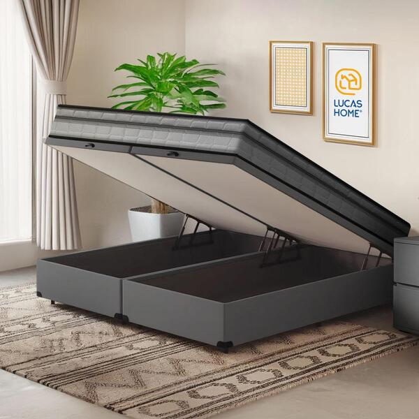 Cama Box Baú Com Colchão De Espuma D33 Ortobom Airtech 100 Casal 138cm - Decor Doria