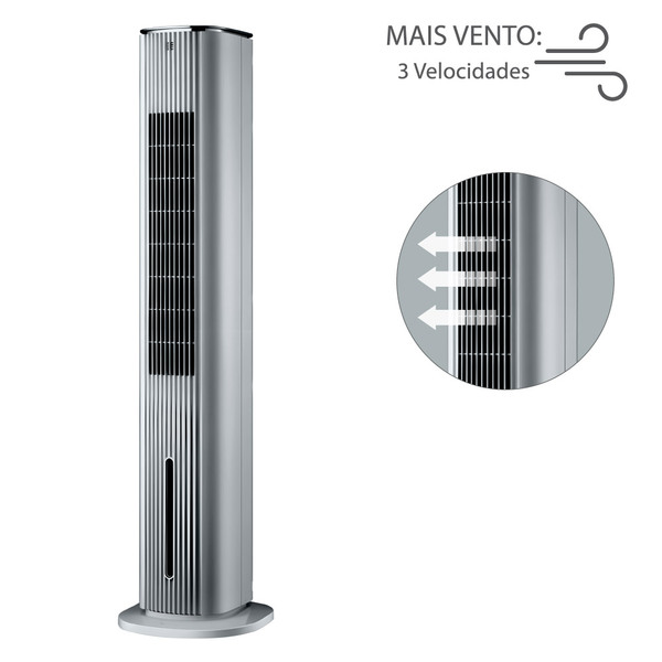 Climatizador Torre Spirit 7L 127V (110V) Slim Prata - Decor Doria