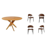 Conjunto Sala De Jantar Mesa Lisboa Madeira Maciça Com 4 Cadeiras Bless Marrom/whisky - Decor Doria