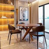 Conjunto Sala De Jantar Mesa Lisboa Madeira Maciça Com 4 Cadeiras Bless Marrom/whisky - Decor Doria