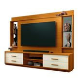 Estante Home Theater Com Espelho E Vidro Para Tv Até 75 Polegadas 2,40m Leni Edn - Decor Doria