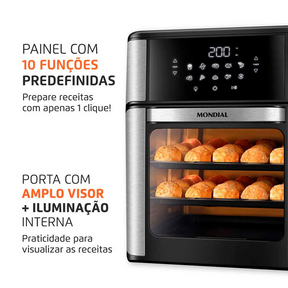 Fritadeira Air Fryer Forno Oven 12l Mondial Afon-12l-bi 2000w 220v -Decor Doria