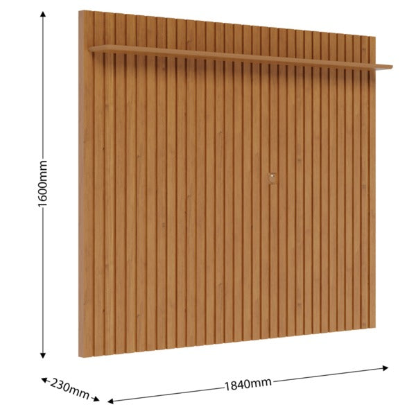 Painel de Parede Ripado Madeira Maciça Home Suspenso Sala Estar para Tv's de até 75 Polegadas Loft 1.8 Imcal - Nature - Decor Doria