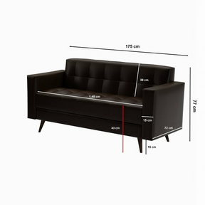 Sofá 3 Lugares Corino Vitrola Marrom - Decor Doria