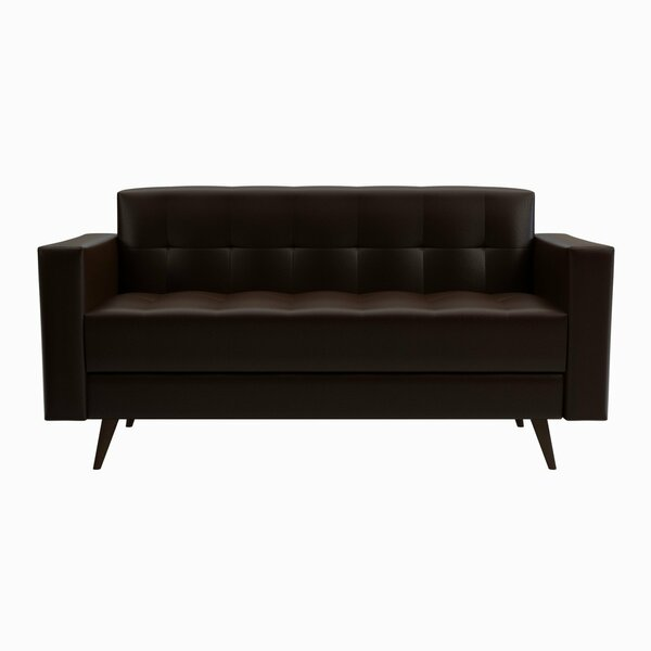 Sofá 3 Lugares Corino Vitrola Marrom - Decor Doria