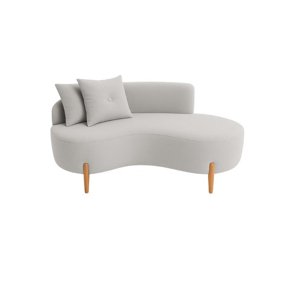 Sofá Orgânico 2 Lugares C/2 Almofadas Curvo Sala Recepção Veludo Cinza - Montanaris Decor - Decor Doria