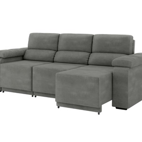 Sofá Retrátil Desmontável Suede 2,10m 3 Lugares Fox Cinza - Decor Doria
